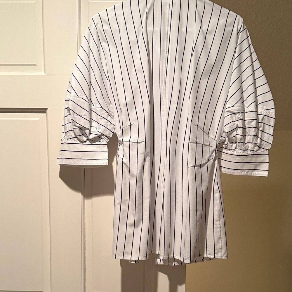 Chic White Striped Button Down Shirt - image 6